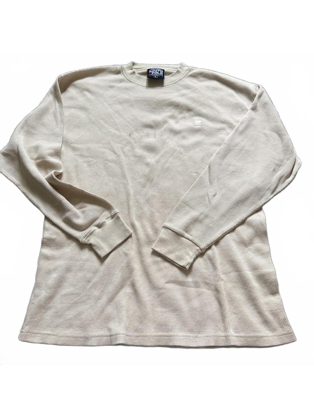 South Pole Thermal Waffle Knit Long Sleeve Shirt Large Beige